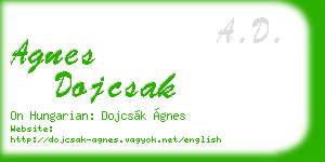 agnes dojcsak business card